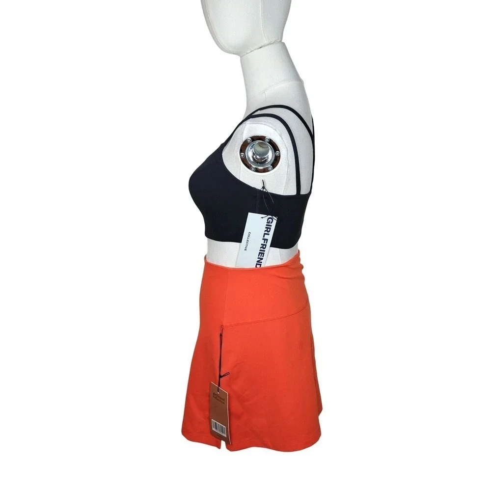 Girlfriend Collective Black Bra & Orange Skort Athletic Set XS NWT Gym Workout